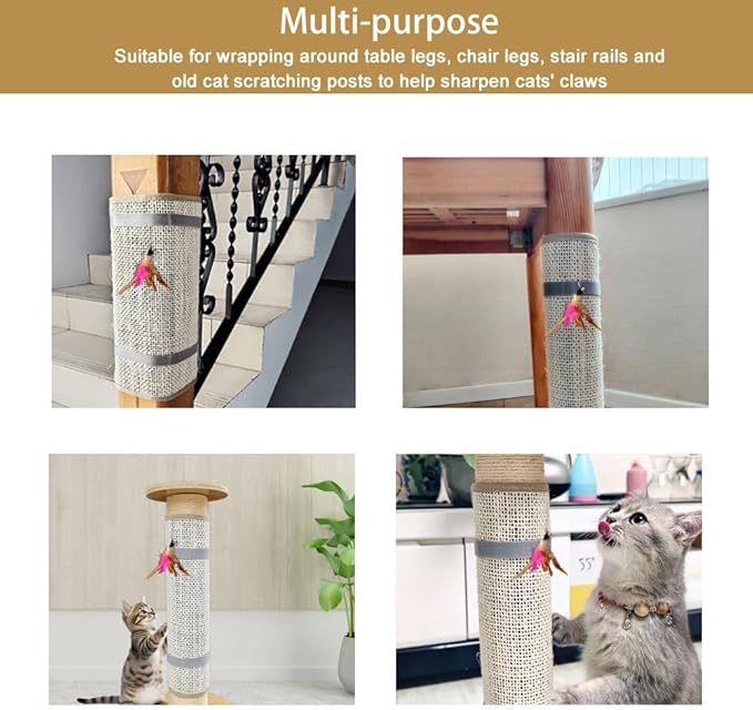 2PCS Cat Nail File Scratcher with 80-Grit Aluminum Oxide - Wrap-Around Design for Nail Trimming & Scratching Post Repair | Cat Scratchers That File Nails (Post Style)