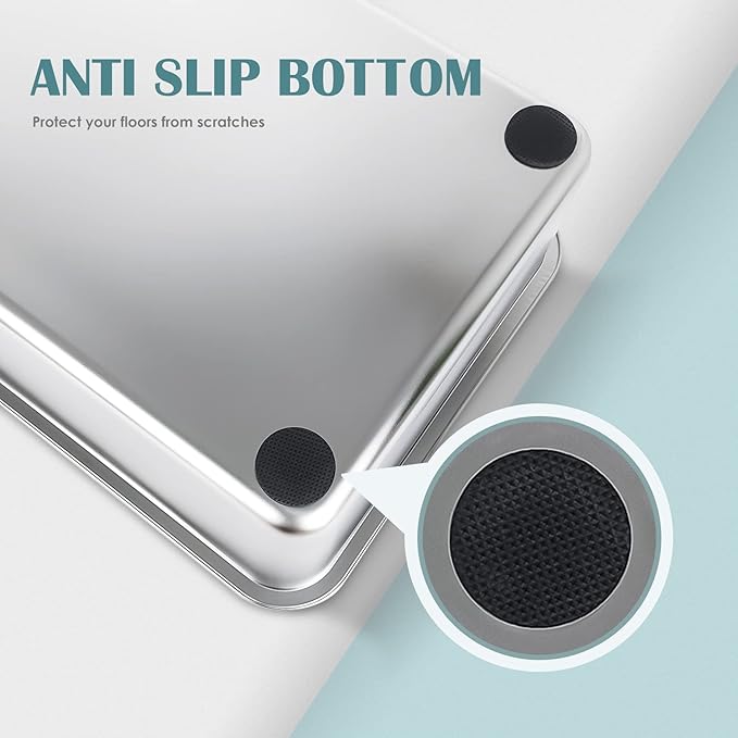 IKITCHEN Stainless Steel Cat Litter Box, Large Metal Litter Box for Cats, Never Absorbs Odors,Stain Free, Rustproof, Non Stick Smooth Surface, Anti-Slip Rubber Bottom, 19.5" L x 13.5" W x 4" H