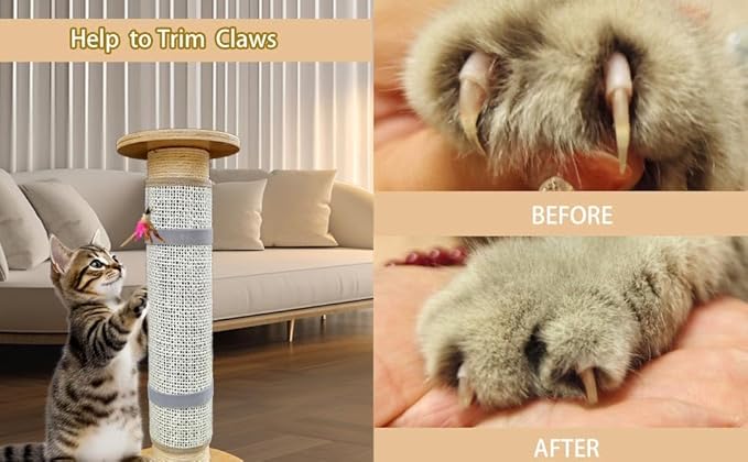 2PCS Cat Nail File Scratcher with 80-Grit Aluminum Oxide - Wrap-Around Design for Nail Trimming & Scratching Post Repair | Cat Scratchers That File Nails (Post Style)