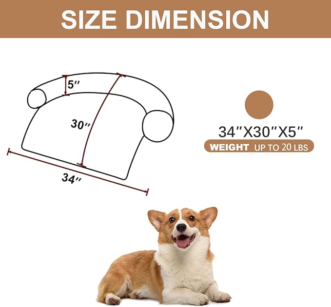 Calming Dogs/Cats Bed Mats, Dog Pad Washable Removable Couch Cover, Plush Long Fur Mat for Pets, Waterproof Lining, Perfect for Small, Medium and Large Dogs and Cats (Desert Brown, 34"x30")