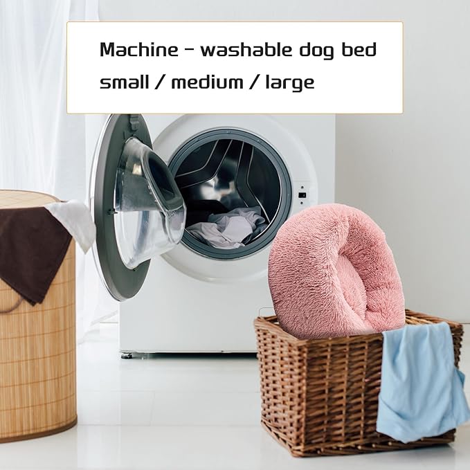 Comfort Donut Dog Bed for Small Dogs, Cat Bed & Pet Bed for Indoor Use, Medium Size with Soft Plush, Round Dog Beds for Large Dogs and Cats