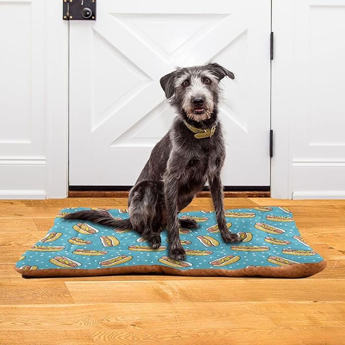 Hot Dog Pet Bed Cute Dog Bed Mat Absorbing Non Slip Pad Pet Sleeping Mat for Small, Medium, and Large Dogs Puppy Cat 24 in x 18 in