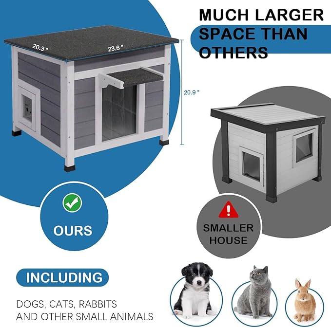 Outdoor Cat House Feral Cat Enclosure Cat House Weatherproof for Winter Outdoor Cats
