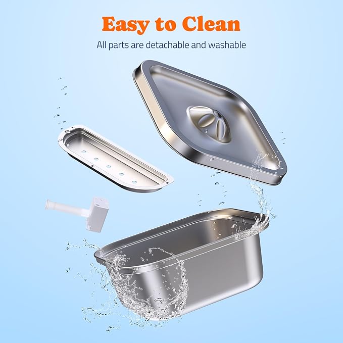 Cat Water Fountain Stainless Steel: 4L/140oz Pet Fountain Water Bowl Indoor, Automatic Dog Drinking Dispenser, Cat Feeding Watering Supplies, Metal Kitty Waterer Fountain, 6 Replacement Filters