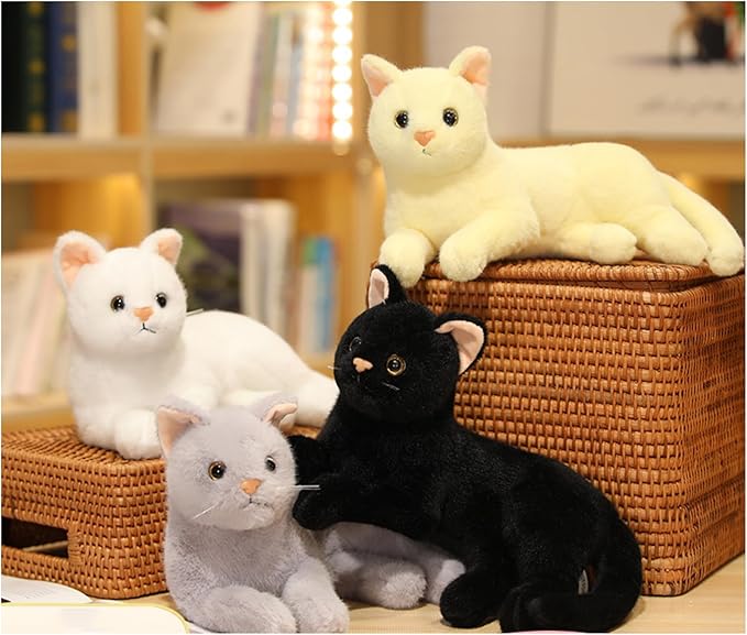 Cute cat Plush Toys, pet Animal Stuffed Toys, Children's Gifts, (Black)