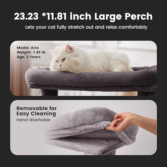 Gardner Pet 41" Tall Cat Tree for Medium-Large Cats, Heavy Duty Cat Tower with 2.8in Posts & Washable Top Perches, Space-Saving Cat Furniture for Apartments, Easy to Assembly