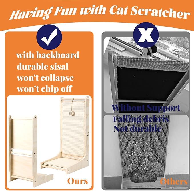 L-Shaped Cat Scratcher Pad for Indoor Cats - Sisal Scratching Board, Furniture Protector, and Scratch Post