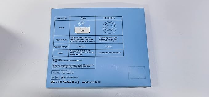 AONBOY Cat Water Fountain Filters, 6 Filters + 6 Cat Fountain Sponge, Suitable for AONBOY Pet Fountain S3-SC, Multiple Filtration, Isolates Floating Hairs and gets rid of Odors