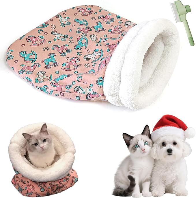 Cozy Pet Nest for Cats, Cozy Pet Nest for Cats and Dogs, 2025 New Winter Sleeping Bag with Thickened Pockets, Cat Bed Cave Sleeping Bag,Self Warming Pad Sack for Kitten/Puppy (A, 14 * 18in)