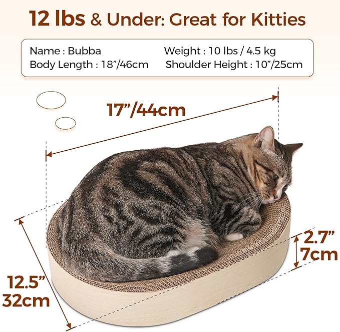 ComSaf Cat Scratching Board - Cat Scratcher Bed for Indoor Cats, Corrugated Cardboard Cat Scratch Pad, Durable Oval Cat Scratcher Bed Bowl for Kitten, Furniture Protector