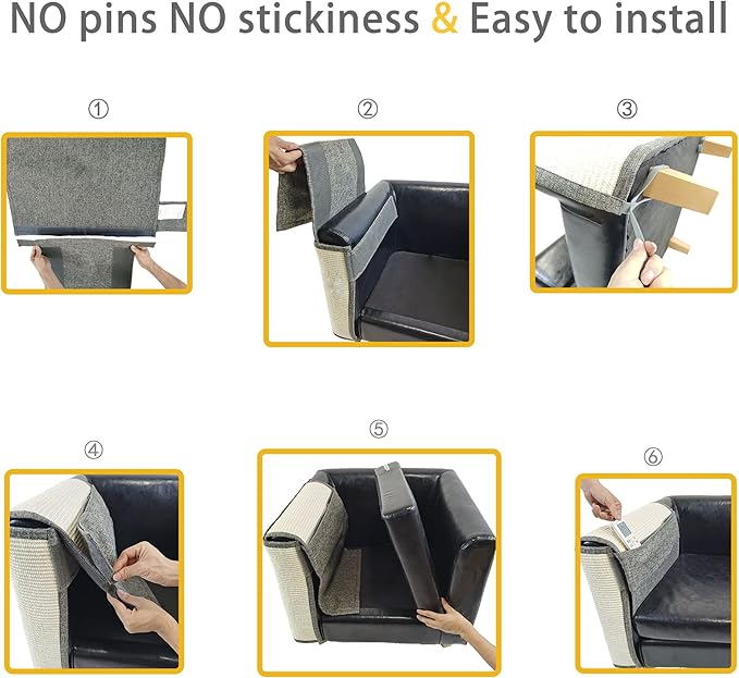 Fully Wrapped Cat Scratcher Couch- Natural Sisal Furniture Protection from Cats-Corner cat Scratcher for Couch Bed,Chair-Easy Installation