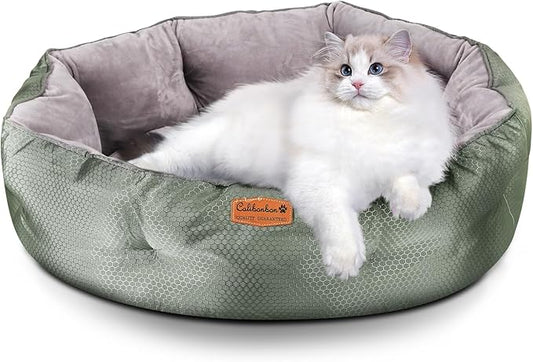Dual-Sided Dog Beds for Medium & Small Dogs - Round Cat Beds for Indoor Cats, Washable Pet Bed for Puppy and Kitten with Slip-Resistant Bottom (Grey, 20" L x 20" W x 6" Th)