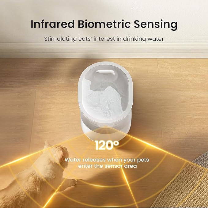 Cat Water Fountain 77.8Oz/2.3L Capacity Cat Fountain for Drinking - Wireless, Quiet, Multiple Pets