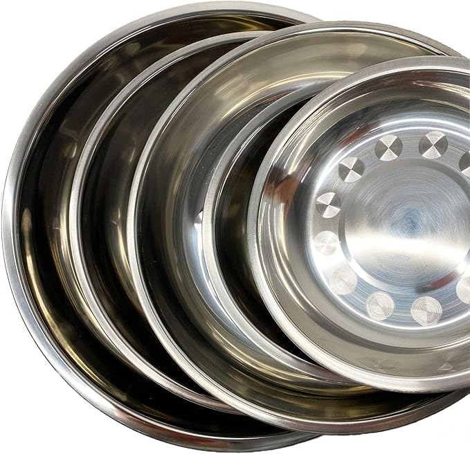 kathson Stainless Steel Whisker Relief Cat Bowl, 4 pcs Shallow and Wide Bowls, Pet Cat & Dog Feeding Large Dishes Fits with Elevated Stands Pet Bowl Stand (7.00 Inch Dia.)