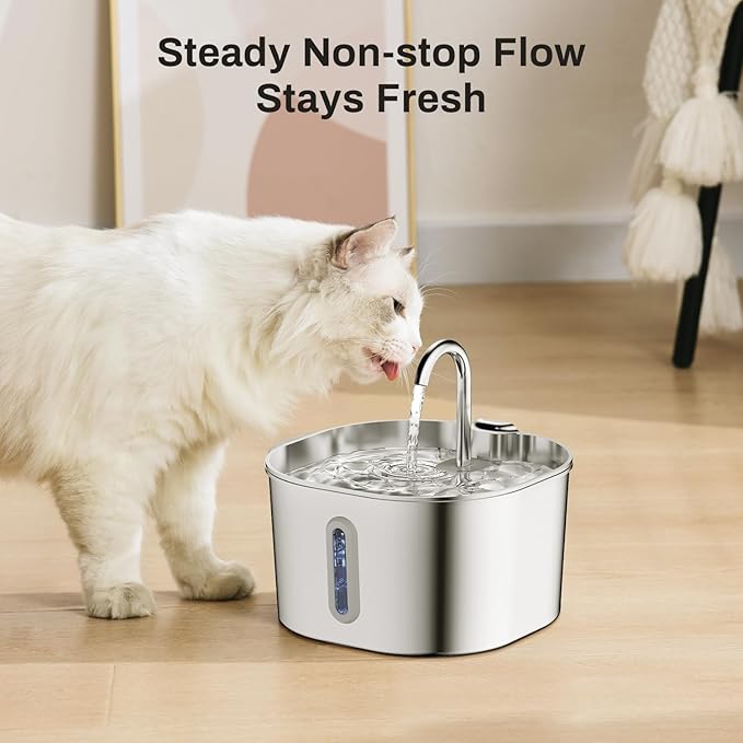 2.2L Stainless Steel Cat Water Fountain Automatic Pet Water Dispenser Accessories Auto Cat Drinking Fountain Dog Drinker Bowl