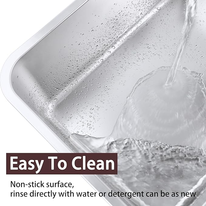 Small Stainless Steel Litter Box for Kittens, 15.5"×11.6"×4" Metal Litter Box for Kitten Rust-Proof, Non Stick, No Smell, Easy to Clean for Cats Rabbits