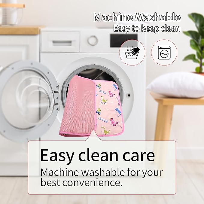 NACOCO Summer Pet Cooling Mat - Cat Dog Cushion Pad Sleeping Cool Dinosaurs Comfortable Soft for Pets Kids and Adults(Pink Dinosaur, M)