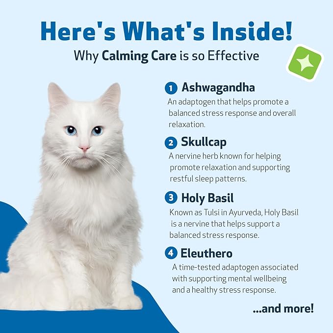 Pet Wellbeing Calming Care for Cats - Calm Support, Relaxed Nervous System, Emotional Balance, Adaptogens, Ashwagandha, Holy Basil - Veterinarian-Formulated Herbal Supplement 2 oz (59 ml)