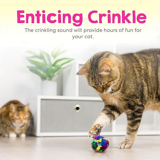 Cat Crinkle Ball Toy – 50-Pack of 1.5" Soft, Lightweight Kitten and Cat Toys – Sparkly, Crinkly, Durable, Safe and Interactive for Indoor Play, Batting, Chasing, Fetch, Training and Daily Exercise