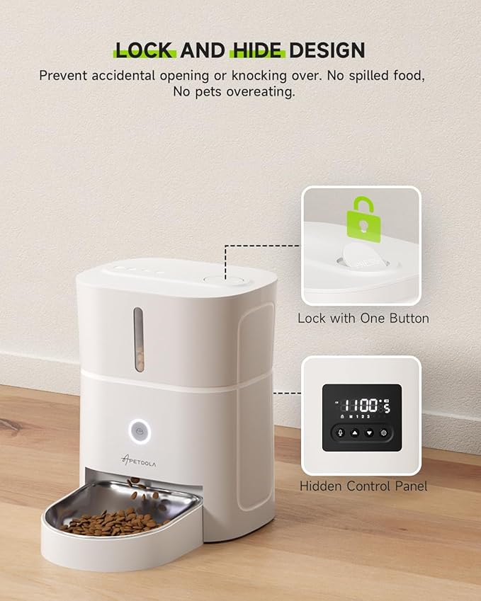 Automatic Cat Feeder+Wireless Cats Water Fountain Stainless Steel 4.5L Set，5G & 2.4G Pet Food Dispenser Feeders， Pet Dry Food, 1-10 Meals Per Day