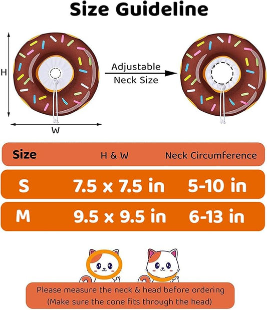 Amakunft Adjustable Cat Cone Collar Soft, Cat Recovery Collar, Cone for Cat After Surgery, Cat Neck Cone, Elizabethan Collar for Cat and Kitten (Donut S (Neck: 5"-10"))