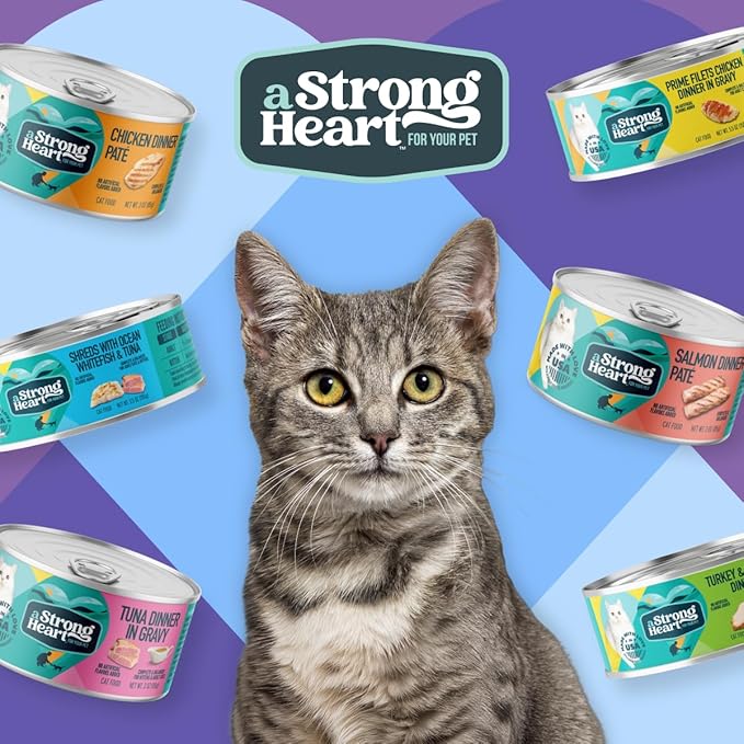 A Strong Heart Canned Wet Cat Food, Chicken & Tuna Dinner Paté - 5.5 oz Cans (Pack of 24), Made in The USA with Real Chicken & Tuna