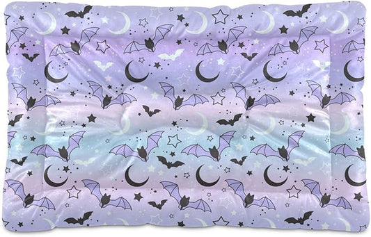 Purple Bat Moon Pet Bed Cute Dog Bed Mat Absorbing Non Slip Pad Pet Sleeping Mat for Small, Medium, and Large Dogs Puppy Cat 24 in x 18 in