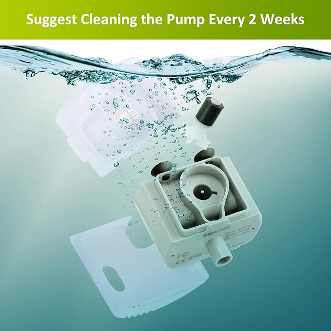 Cat Water Fountain Pump, DR-DC Replacement Pump for Stainless Steel Pet Water Dispenser, Ultra Quiet Pet Fountain Pump, IP68 SMA-800 Submersible Motor for Dog Drinking Fountain