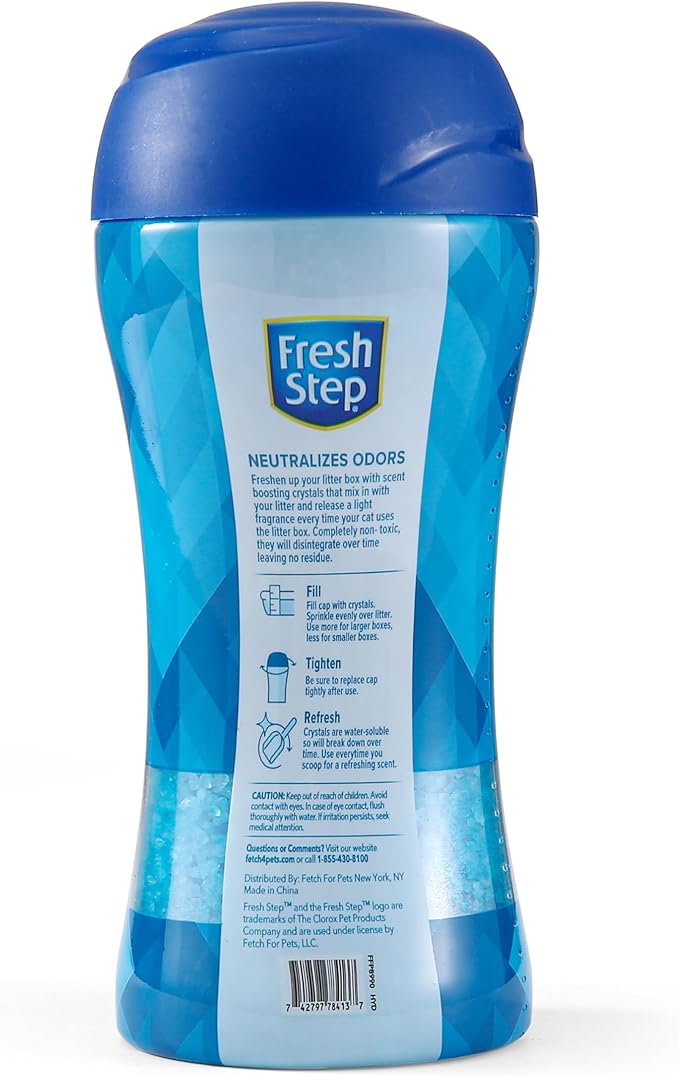Fresh Step Cat Litter Crystals in Fresh Scent - Cat Litter Box Deodorizer - Combats Odors and Neutralizes Smells to Keep Your Home Clean, 15 Ounce - 3 Pack