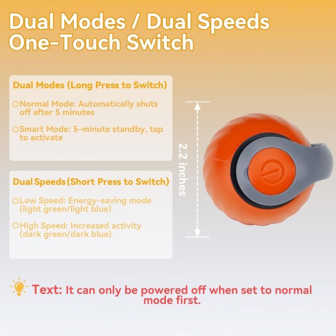 Vrurc Interactive Cat Toy Ball-Speedy with Feather & 3 Tails,Motion Activated Auto Roll,2 Speeds Rechargeable,Indoor Cat Stimulation, Enrichment,Keeps Busy,Durable (Orange)