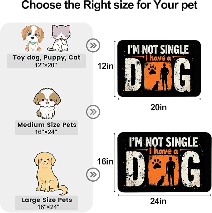 Not Single Dog Pet Cat Dog Food Mat-Absorbent Quick Dry Feeding Placemat for Water and Food, No Stains Rubber Base Mat for Indoor Use, Pet Accessories 12"x20"
