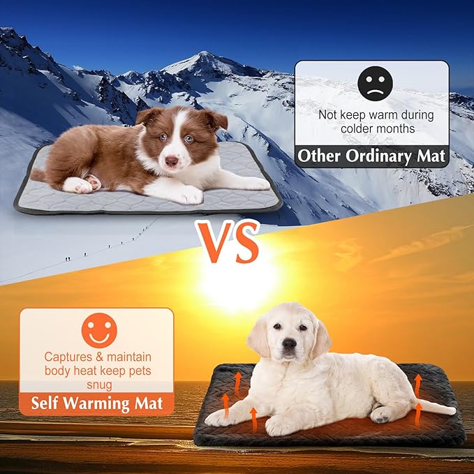 4 Pack Self Heating Cat Pad 16 x 20 Inch Self Warming Cat Bed Non Slip Warm Dog Pad Mat Washable Pet Kennel Crate Bed Mat for Indoor Outdoor Pets(Black,20 x 28 Inch)