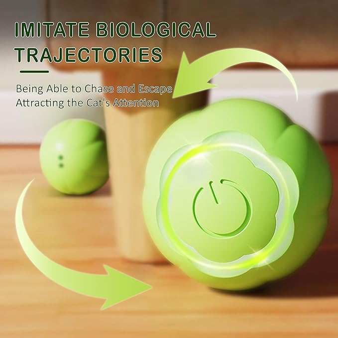 Interactive Cat Ball Toy, Intelligent Cat Toys with LED Lights, Automatic Moving Rolling Ball for Indoor Kitten, Kitten Automatic Toy