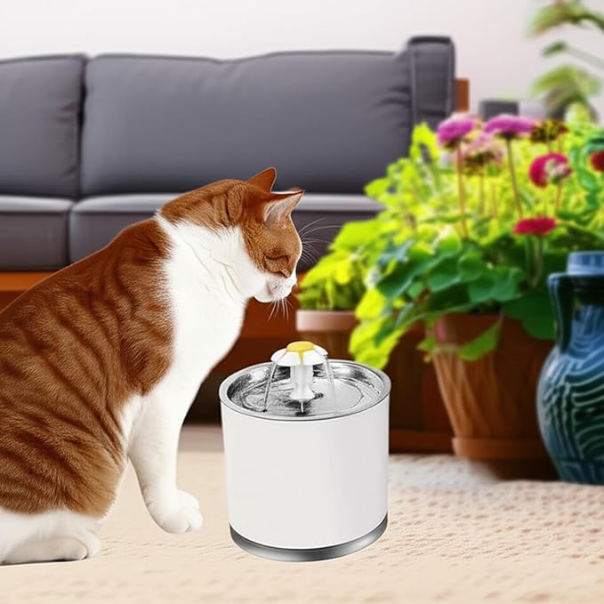 4 Pack Cat Water Fountain Filter Replacement, Round Carbon Filters for 81oz/2.4L Stainless Steel Top Automatic Pet Fountain, Compatible with Wonder Creature Cat Fountain