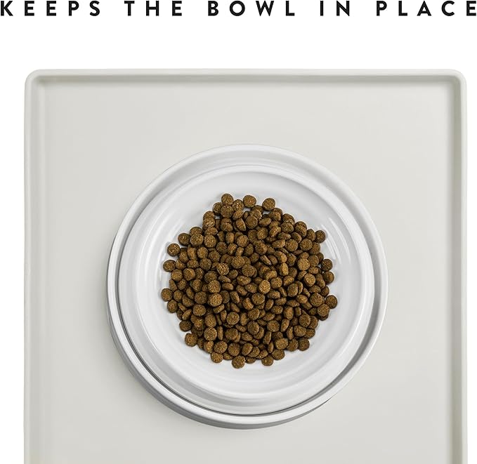 CatGuru Cat Food Mat, Small & Large Pet Placemat, 100% Waterproof Cat Feeding Mat, Silicone Mats for Cats Bowls, Non-Slip Mats for Pet Food and Water Bowl or Fountain (Large, Marshmallow)