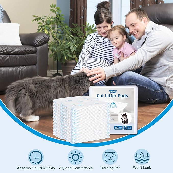 50 Count Cat Pad Refills Super Absorbent Pee Pads for Cats Enhanced Odor Control with Light Scent 16.9" x 11.4" Compatible with Tidy Cats Breeze Litter System