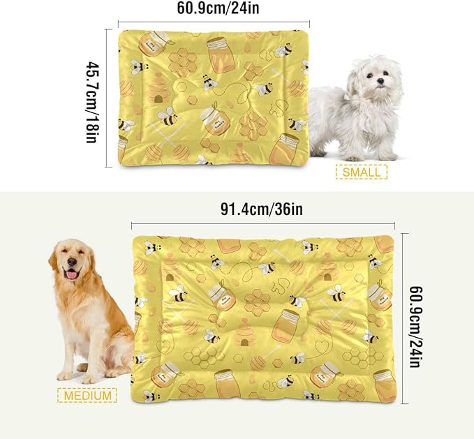 Yellow Bee Honey Pet Bed Cute Dog Bed Mat Absorbing Non Slip Pad Pet Sleeping Mat for Small, Medium, and Large Dogs Puppy Cat 24 in x 18 in