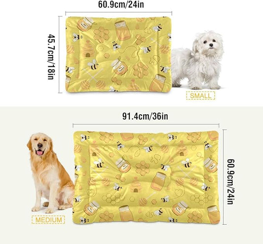 Pet Bed Yellow Bee Honey Dog Bed Mat Absorbing Non Slip Pad Pet Sleeping Mat for Small, Medium, and Large Dogs Puppy Cat 36 in x 24 in