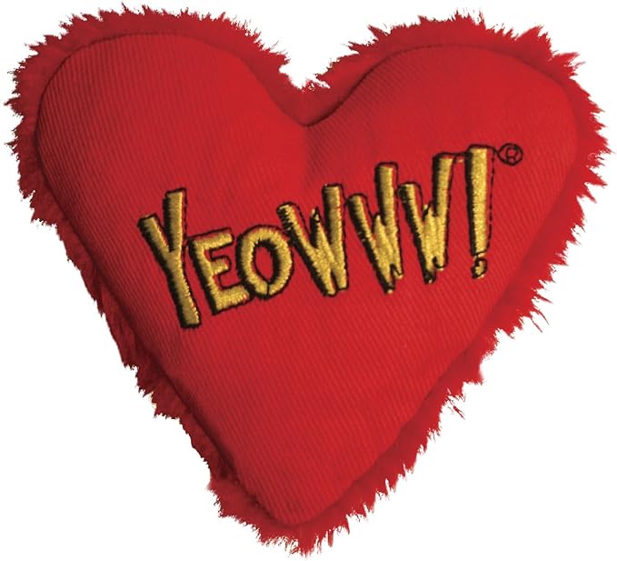 Yeowww! Heart Attack Pack: 3X 100% Organic Catnip Heart Cat Toys, Each with a Different Phrase