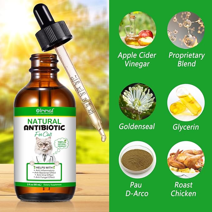 Antibiotics for Cats, Cat Antibiotics for Injections, Natural Cat antibiotic for Immune & Allergy Relief, Cough Relief, Yeast Injection, UTI Treatments, Cats Antibiotic Drops, 60ML
