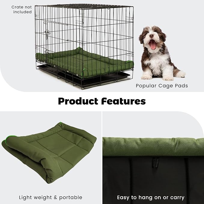 Miguel Oxford 900D Outdoor Waterproof Dog Bed for Metal Dog Crates Water-Resistant All Weather Pet Mat Durable Easy Wipe Clean Travel Indoor Outdoor Puppy Cat Crate Bed 24inch, Green