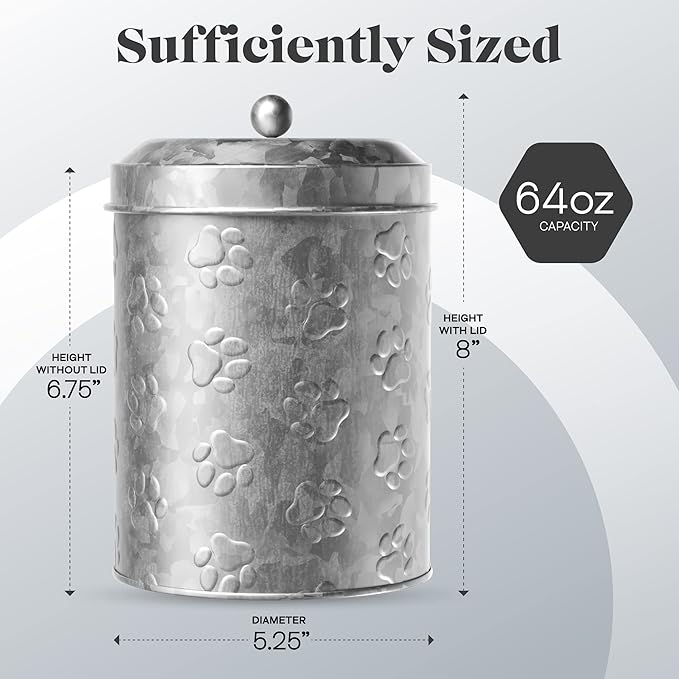 Amici Home Puppy Paws Galvanized Metal Food Canister (7CDI070)