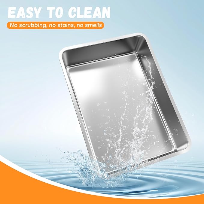 Homegroove Extra Large Stainless Steel Litter Box, 28"x20"x6" XXXL Metal Cat Litter Box for Big Cats with High Sides, Cat Litter Pan for Multiple Animal, Anti-Urine Leakage, Easy Clean (28x20x6 inch)