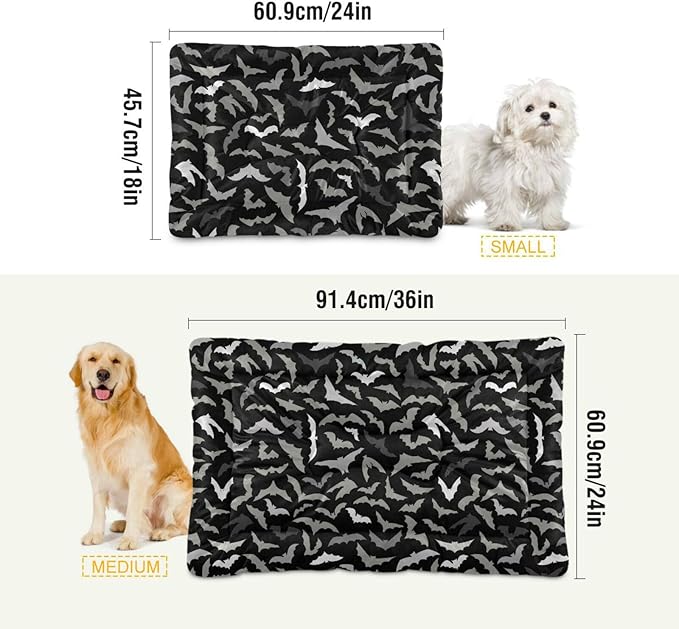 Pet Bed Halloween Bats Dog Bed Mat Absorbing Non Slip Pad Pet Sleeping Mat for Small, Medium, and Large Dogs Puppy Cat 36 in x 24 in