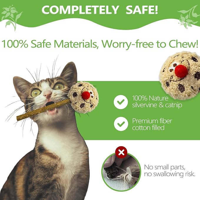 Silvervine Sticks for Cats, Lollipops Catnip Toys & Cat Chew Toy for Teeth Cleaning, Cat Toys for Indoor Cats (3-Pcs)
