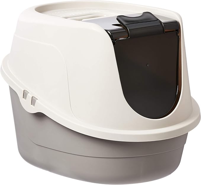 Amazon Basics No-Mess Hooded Enclosed Cat Litter Box, Large, Multicolor, 24 in x 18 in x 17 in