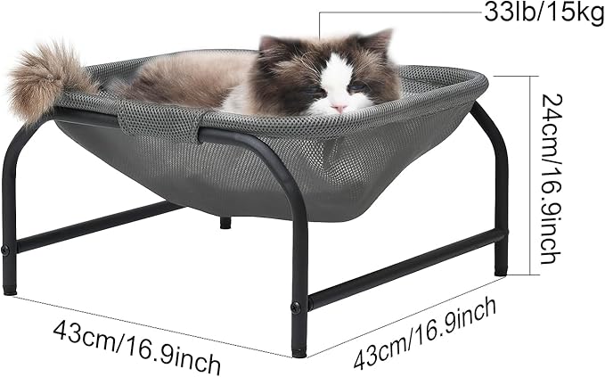 Cat Bed [Designed for Big Cats] Cat Hammock Dog Bed Pet Square Hammock Bed Free-Standing Kitty Sleeping Couch Pet Supplies Whole Wash Stable Detachable Easy Assembly Indoor Outdoor