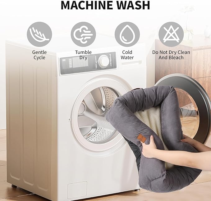 20In Dog Bed for Small Medium Sized Dogs and Cats - Washable Rectangle Puppy Bed for Indoor Outdoor, Cozy Pet Bed with Support Pillow & Non-Slip Bottom(Grey, Small)