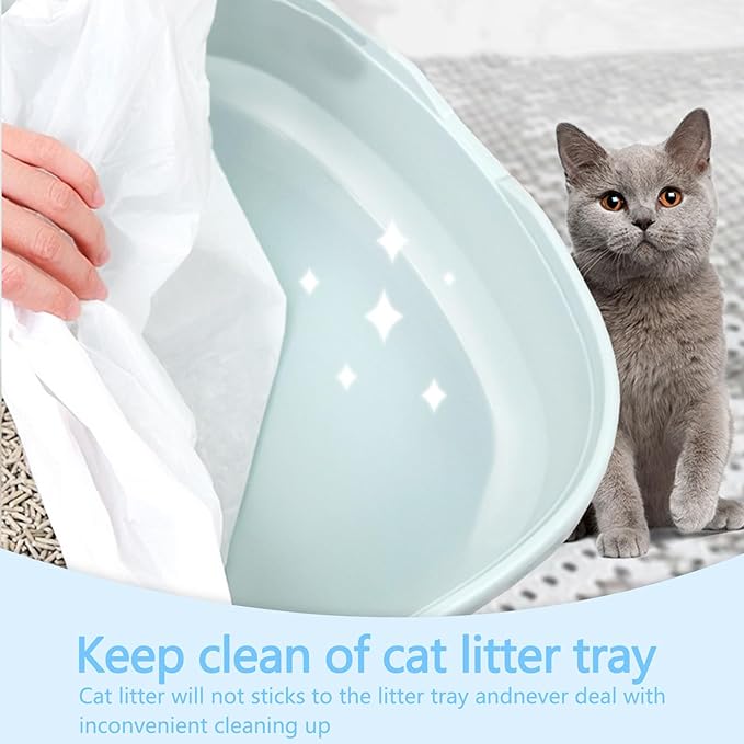 20 Count Cat Litter Box Liners - Large Drawstring Cat Litter Bags, Extra Thick Heavy Duty Durable Litters Tray Pet Cats Pan Liners, Waste Replacement Bags for Self-Cleaning Cats Litter Boxes 16" x 25"