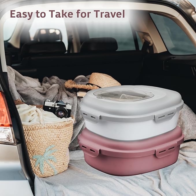 Rice Storage Bin Cereal Containers, 13-50lb Collapsible Rice Container Dispenser with Transparent Lid, Rolling Wheels, Measuring Cup and Scoop, Airtight Dog Cat Pet Food Storage Container Pink